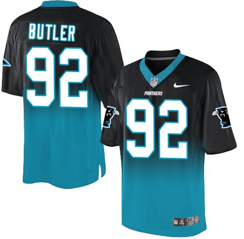 Nike Panthers #92 Vernon Butler Black/Blue Men's Stitched NFL Elite Fadeaway Fashion Jersey